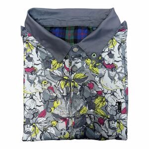 William Murray Golf The Jungle Men's Medium Performance Polo Gray Multi Print